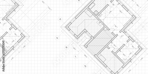 Architectural plan .House plan project .Engineering design .Industrial construction of houses .Vector illustration .