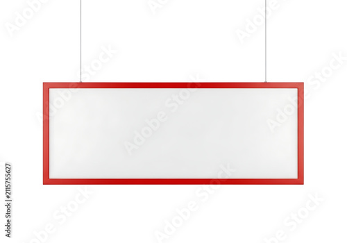 Modern red hanging rectangular frame