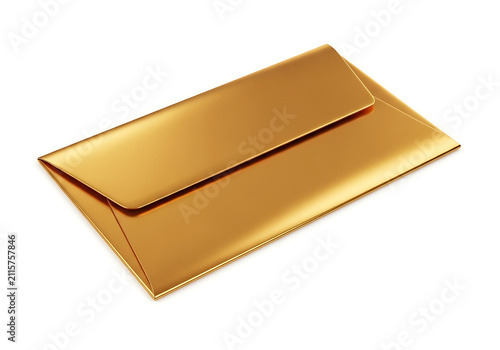 Gold metallic envelope lying flat