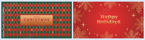 Christmas backgrounds with gold pattern, vintage ornaments, stars and snowflakes. Xmas design for winter holidays, ads, sale. Vector illustration
