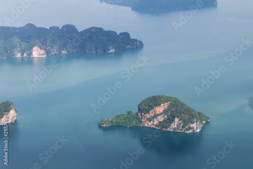 Aerial view of Phang Nga Bay in Thailand.