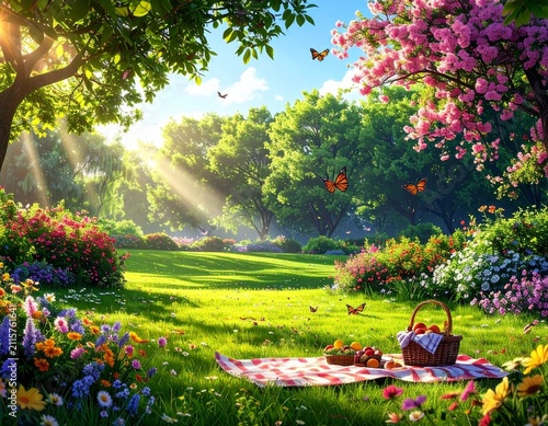 flower garden in summer