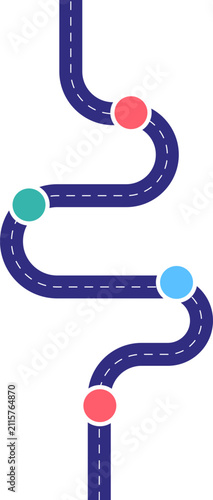 Roadmap Infographic Illustration with Step by Step Timeline and Milestone Path for Business Strategy, Project Planning, Process Presentation, and Progress Visualization. Vector Isolated