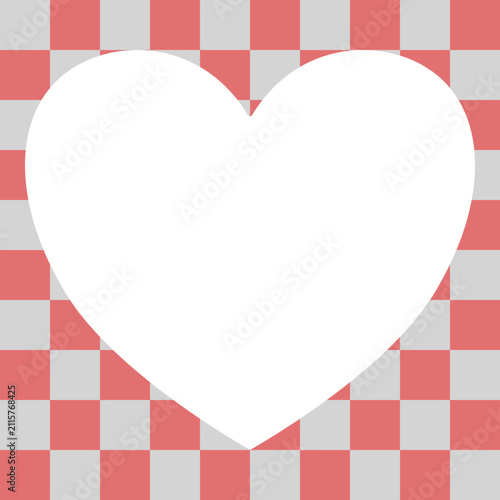 Japanese Ichimatsu Pattern Frame with Heart Copy Space-Pink