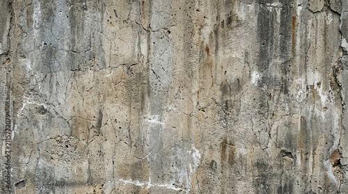 Weathered Concrete Wall with Cracks and Stains in Industrial Style Setting