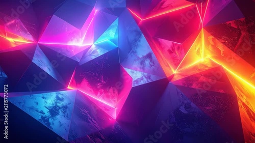 Geometric abstract of crystalline formations with vibrant gradients
