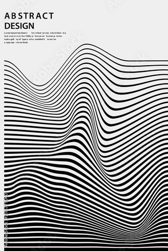 фотографія Abstract Wave Landscape with Black Curved Stripes on Light Background