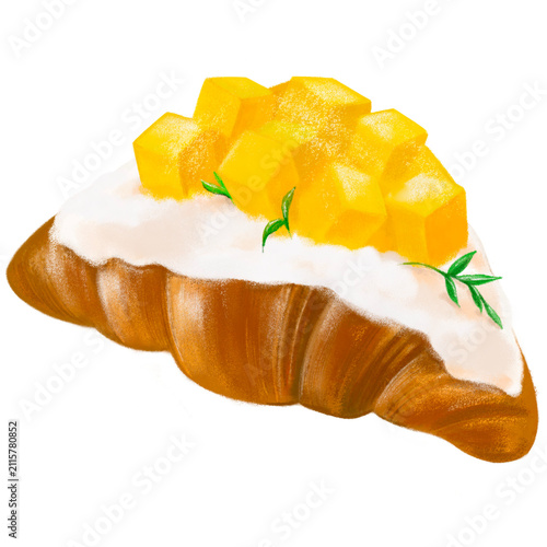Obraz na plátne Mango Croissant Illustration