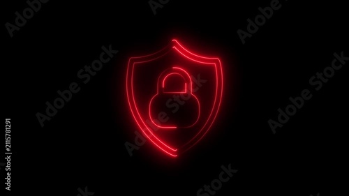 Protection sign shield with padlock icon. security concept logotype icon animation