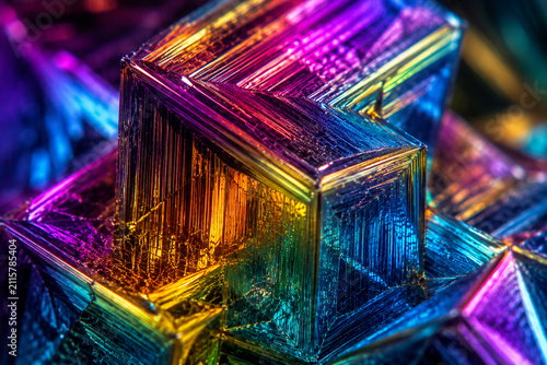 Microscopic Metallic Crystal Structure with Rainbow Reflections