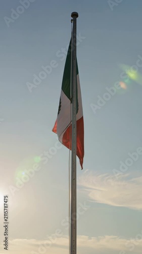 Mexican Flag Waving in Golden Hour Light, Vertical 4K