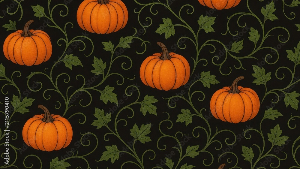 Obraz premium Pumpkin-themed autumn pattern desktop wallpaper