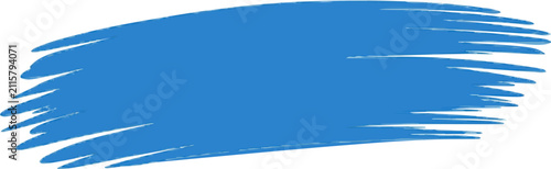 A single horizontal cyan blue gouache stroke with a rough chalky texture and dry bristle finish, isolated on a solid pure white background