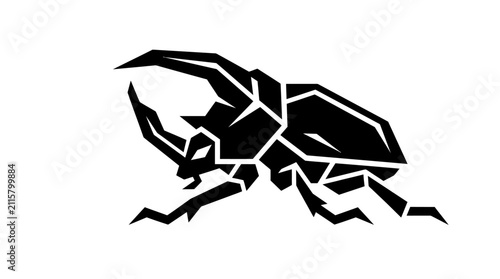 Fotografía Geometric Stag Beetle Silhouette Icon Vector Art.