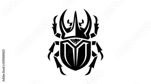 Obraz na płótnie Stylized Black Scarab Beetle Silhouette Tribal Design.