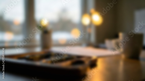 Soft Warm Desk Workspace Background for Fintech App Landing Page