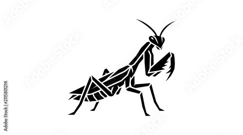 Foto Stylized Silhouette of a Praying Mantis Insect.