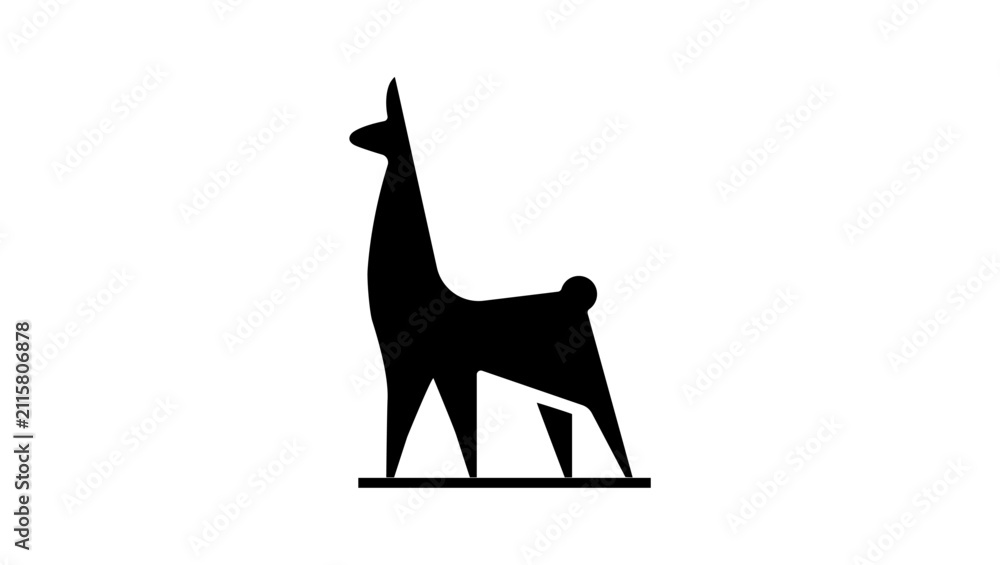 Fototapeta premium Llama symbol, black isolated vector silhouette