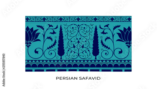 Obraz na plátně Very beautiful realistic vector illustration of a PERSIAN SAFAVID TILE WALL feat