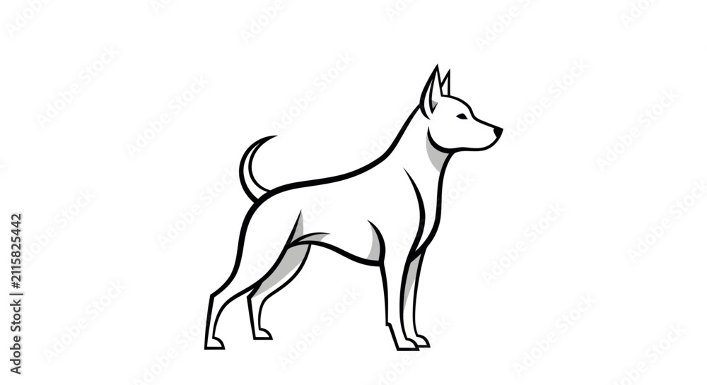 Obraz premium Minimalist dog illustration in profile with clean lines on white background