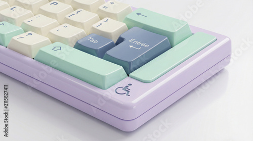 Pastel Accessible Keyboard with Enter, Tab and Wheelchair Keys
