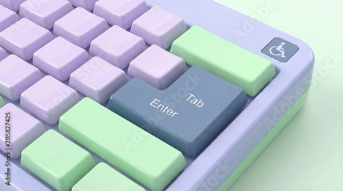 Pastel Computer Keyboard with Tab, Enter and Accessibility Keys