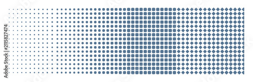 Fotografía Abstract halftone transition pattern with dots squares and diamonds - geometric