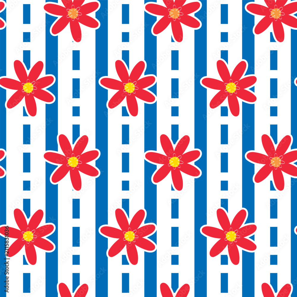 Obraz premium cute red flower seamless pattern design