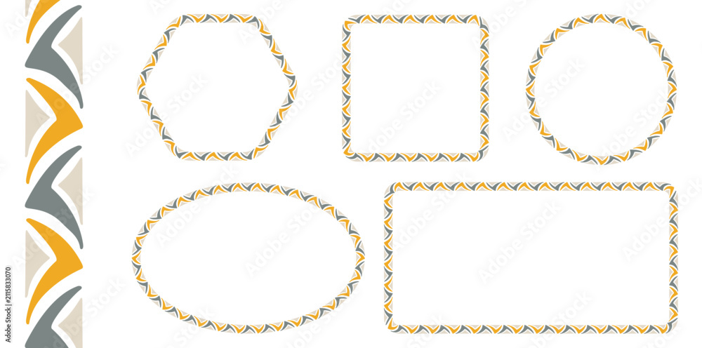 Obraz premium Collection of tiki frames featuring ethnic geometric borders and decorative hand drawn details. Ideal for certificates, invitations, menus and printable products.