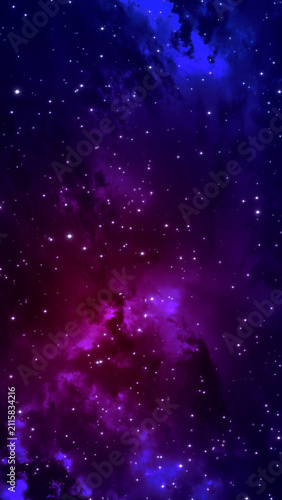 Purple Nebula Deep Space with Stars Twinkle , Cosmic Starfield for Videos, Presentations and social media science stream backgrounds