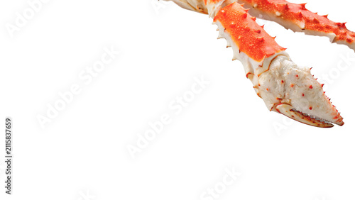 Cuadro en lienzo Fresh boiled red king crab leg phalanx meat isolated on transparent background