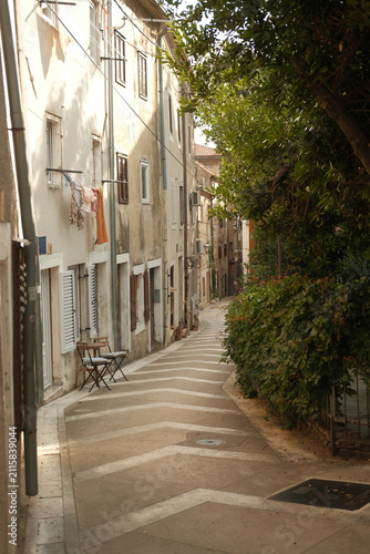 Charming old town street of Senj on a sunny day, Croatia