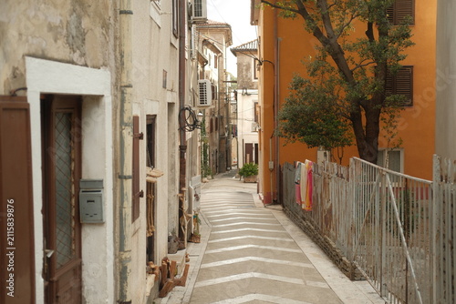 Quiet medieval street in the historic center of Senj, Croatia