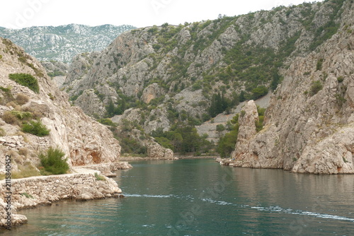 Emerald water and rocky shores of Zavratnica bay, Croatia