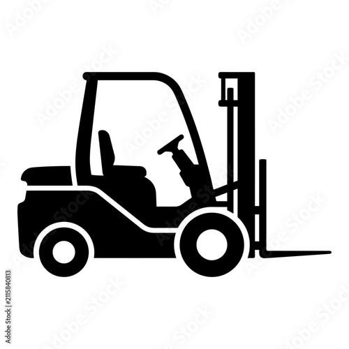 Forklift solid glyph icon for warehouse and logistics