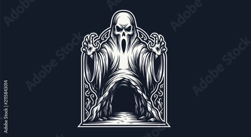 Fotografie Sinister figure in a dark passage illustration design concept