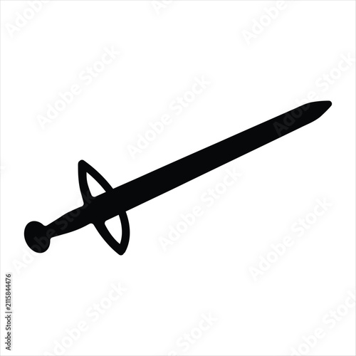 Black Silhouette of a Medieval Sword weapon knight