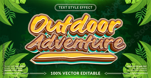 Editable Outdoor Adventure text effect vector with bold nature-inspired typography. Perfect for outdoor events, adventure branding, posters, banners, and social media designs.