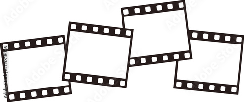 Film Frames Horizontal Row Collage. Blank Cinema Negative.