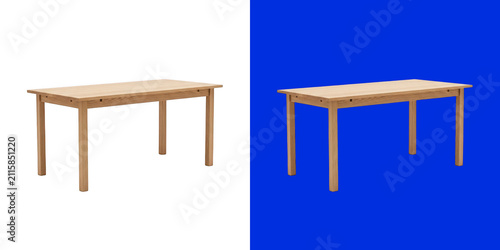 Simple rectangular wooden dining table with four legs for home kitchen or office workspace