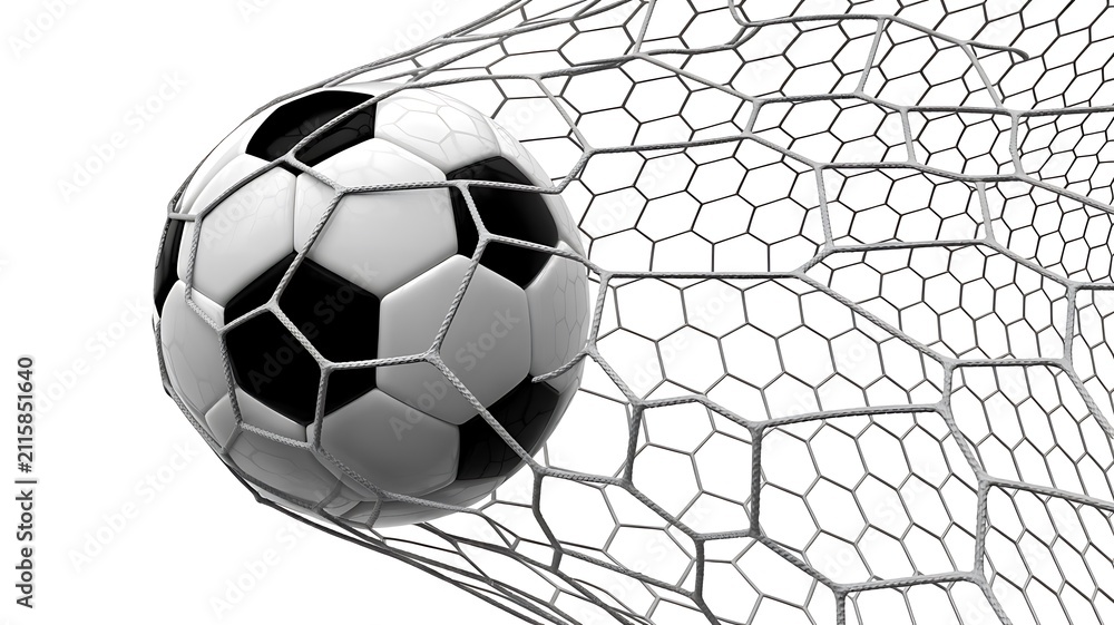 Fototapeta premium Soccer ball hitting the back of the net