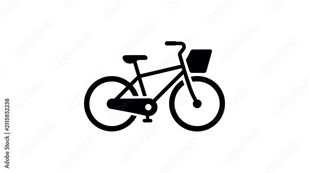 Fototapeta premium Black bicycle icon with a front basket