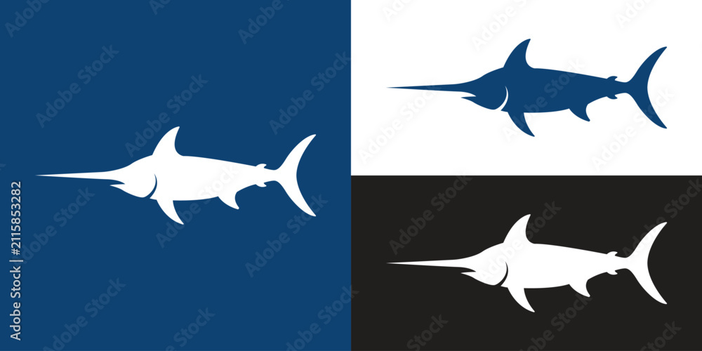 Naklejka premium Swordfish Silhouette Glyph Icon Simple Logo Vector Illustration