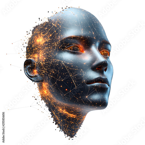 human head with binary code AI generated