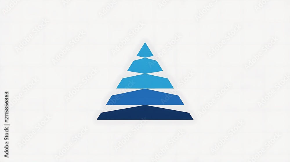 Fototapeta premium Blue pyramid shape with layered segments