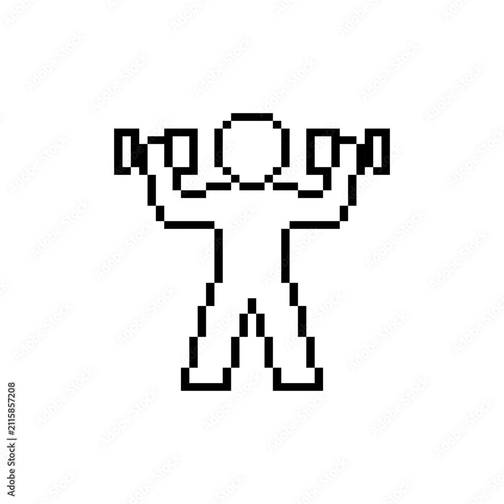 Fototapeta premium Man lifting double dumbbells pixel