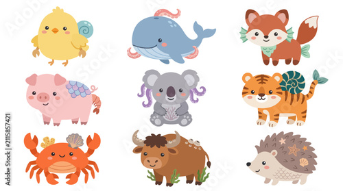 Photography Collection of cute cartoon animals