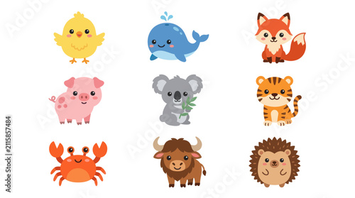 Canvas Print Collection of cute cartoon animals