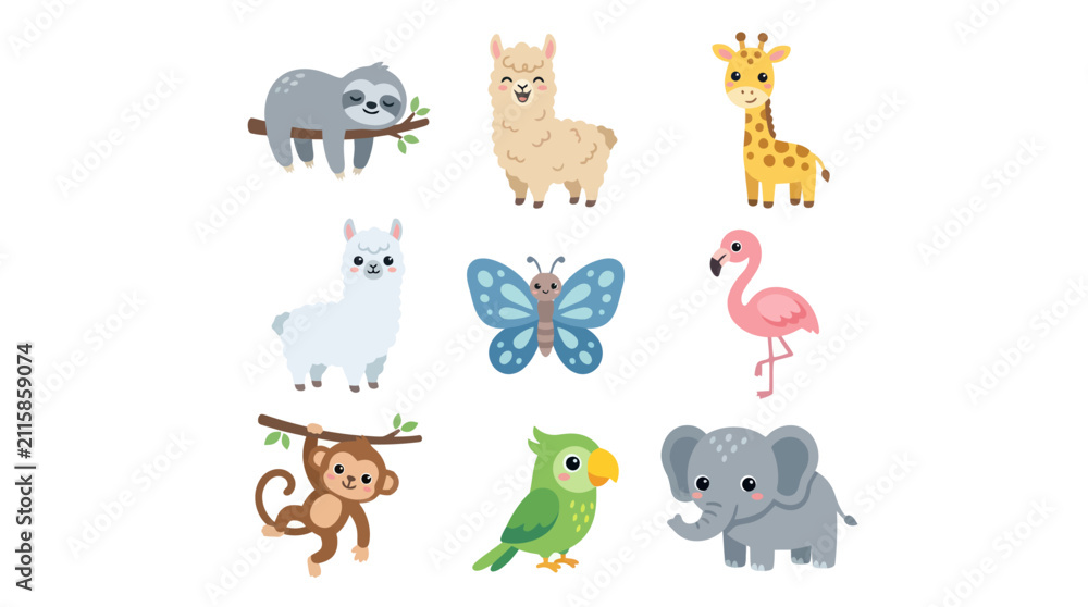 Fototapeta premium Cute animal collection for children