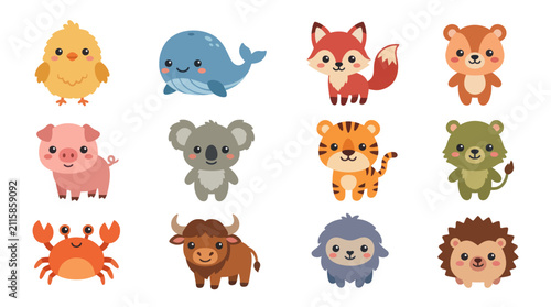 Canvas Print Cute animal collection for children